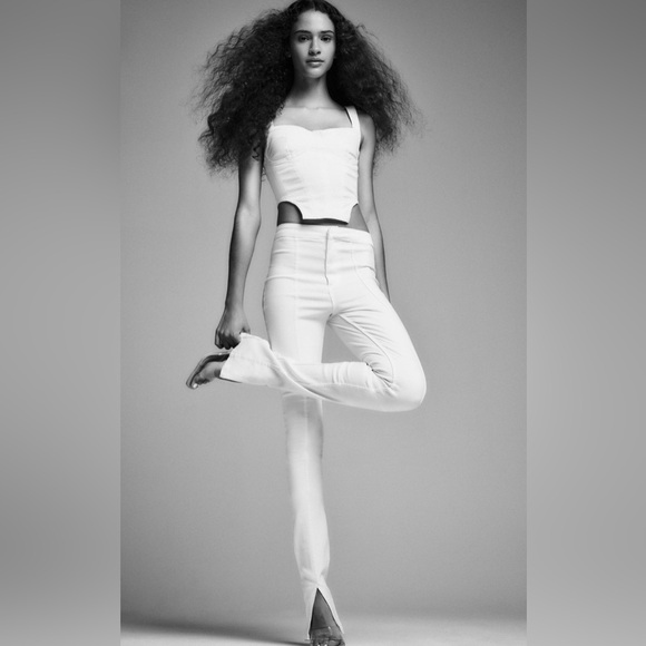 Zara Light Green Split Hem Skinny Denim Jeans Size 27 (4) - Picture 2 of 3